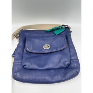 Coach Park Leather Swingpack F49170 French Blue Teal Interior Silver Turnlock